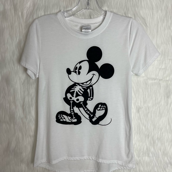 Disney Tops - Disney Halloween Mickey Mouse Skeleton White T-Shirt